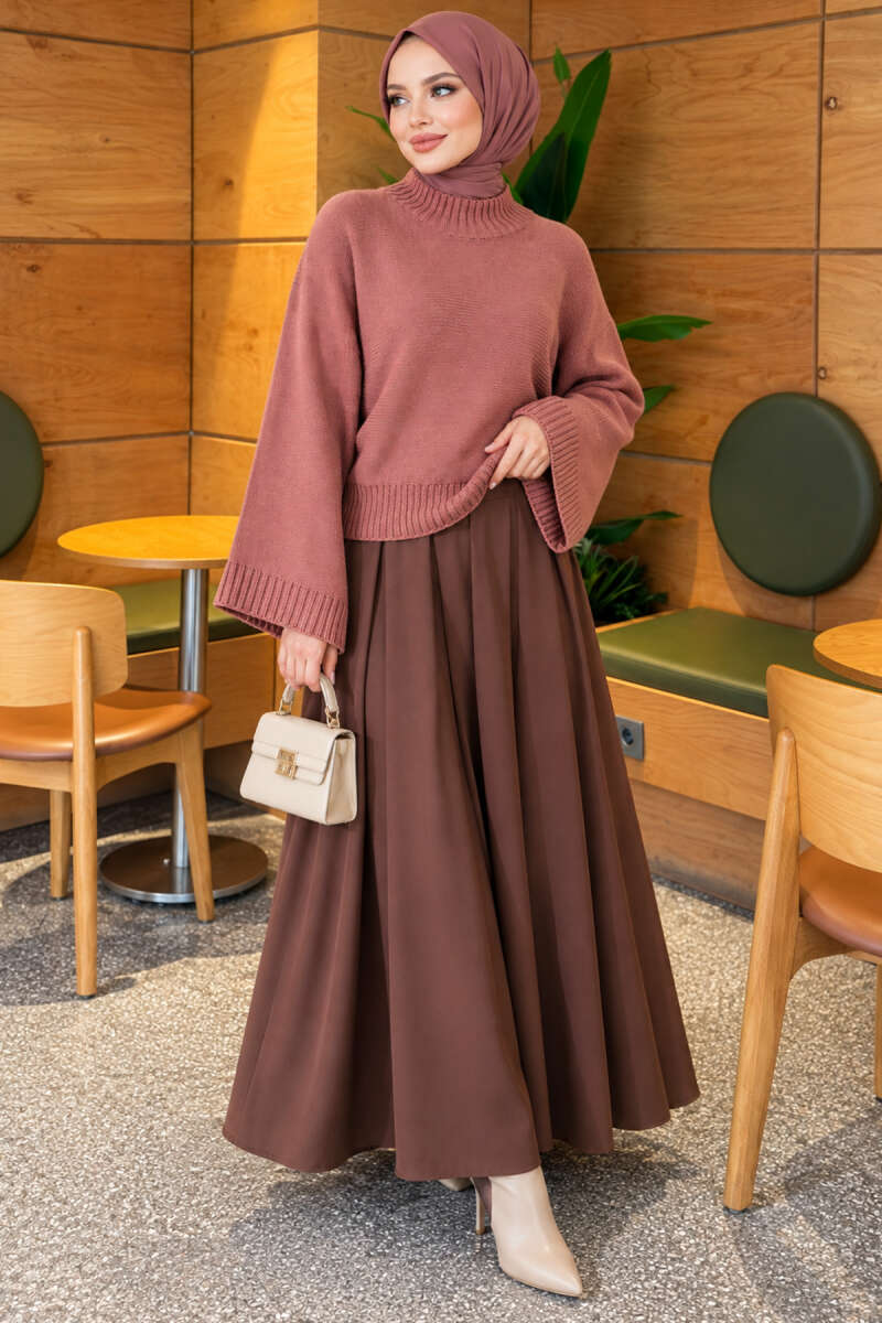 Wide-Sleeve Crew Neck Sweater Rose Dust – Image 2
