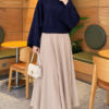 Wide-Sleeve Crew Neck Sweater Navy Blue - Imagen 2