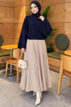 Alternative view of Wide-Sleeve Crew Neck Sweater Navy Blue