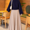 Wide-Sleeve Crew Neck Sweater Navy Blue - Imagen 4