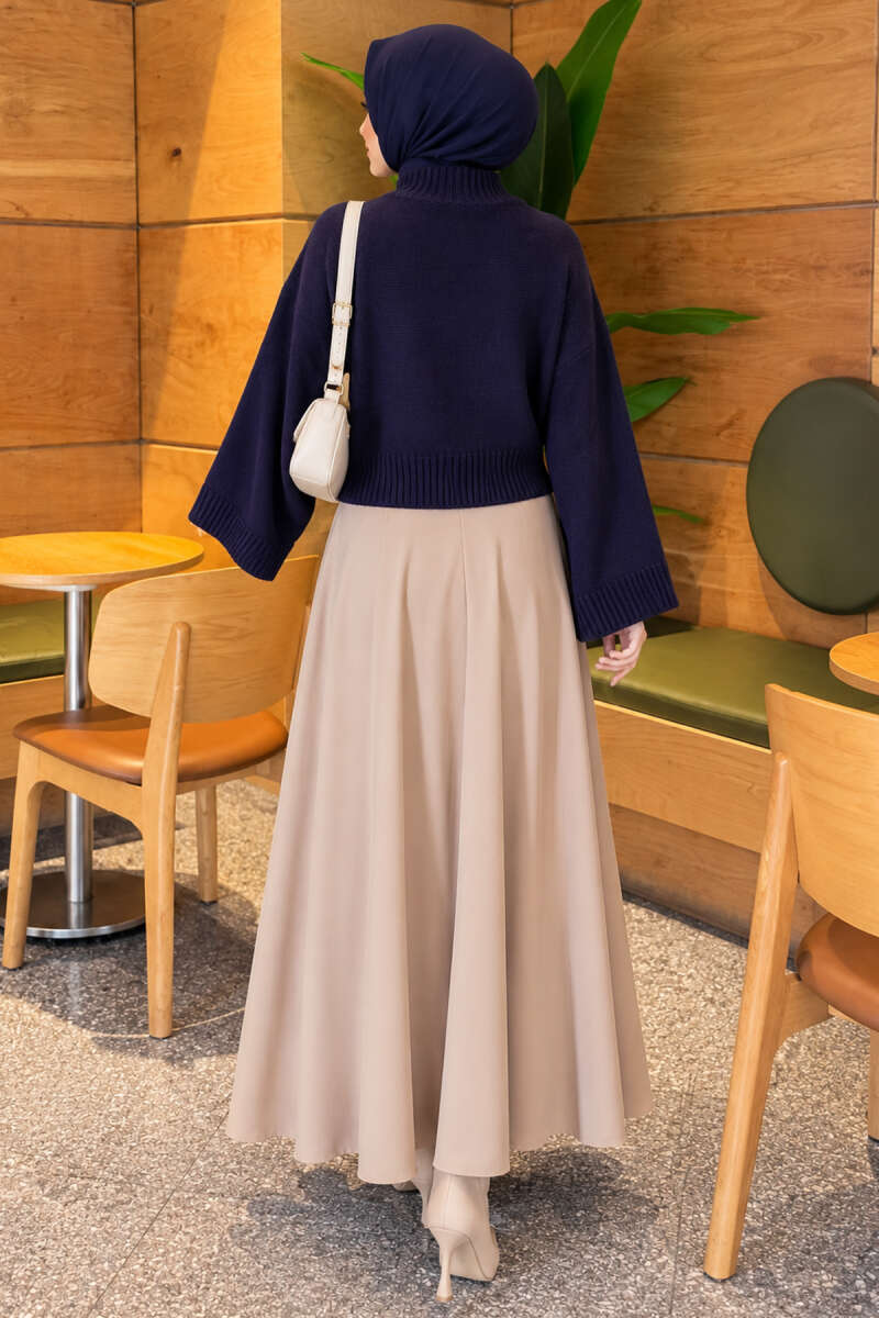 Wide-Sleeve Crew Neck Sweater Navy Blue - Imagen 4