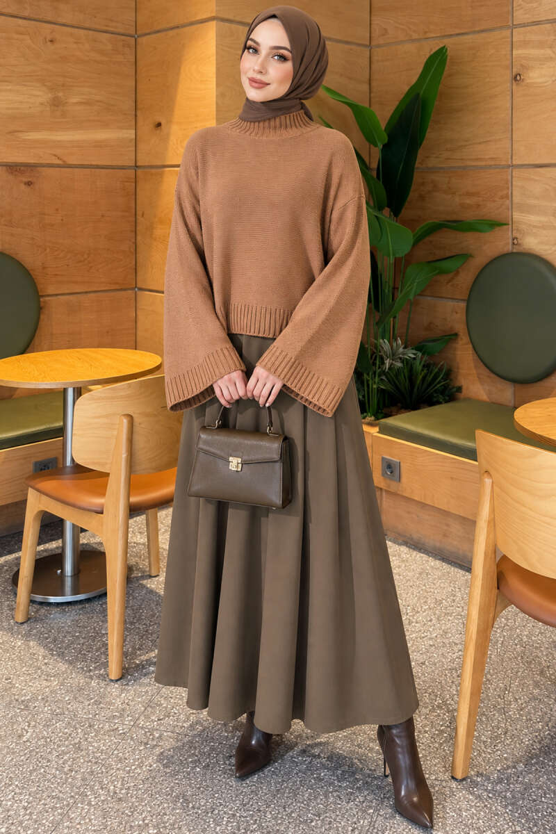 Wide-Sleeve Crew Neck Sweater Latte - Imagen 2