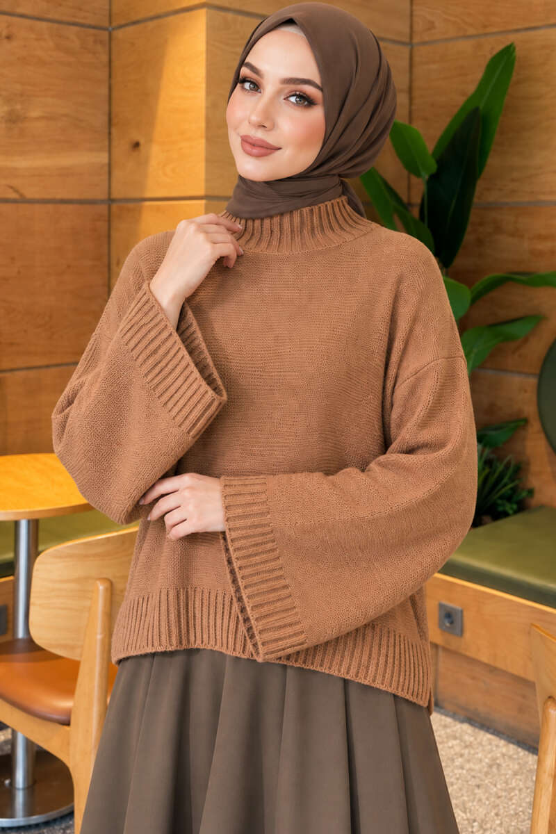 Wide-Sleeve Crew Neck Sweater Latte - Imagen 3