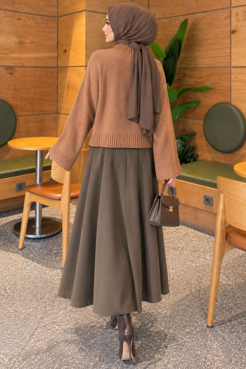 Wide-Sleeve Crew Neck Sweater Latte - Imagen 4