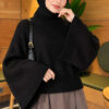 ⁦Wide-Sleeve Crew Neck Sweater Black⁩ - الصورة ⁦3⁩
