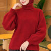 Oversized Crew Neck Knit Sweater Burgundy