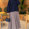 Oversized Crew Neck Knit Sweater Navy Blue – Image 2