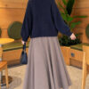 Oversized Crew Neck Knit Sweater Navy Blue – Image 4