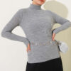 Fisherman Neck Fingerless Knit Sweater Grey