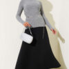 Fisherman Neck Fingerless Knit Sweater Grey - immagine 2