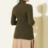 Fisherman Neck Fingerless Knit Sweater Khaki - Afbeelding 3