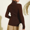 Fisherman Neck Fingerless Knit Sweater Brown - immagine 3