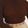 Fisherman Neck Fingerless Knit Sweater Brown - immagine 4
