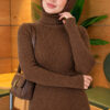 Fisherman Neck Fingerless Knit Sweater Olive Green