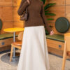 Fisherman Neck Fingerless Knit Sweater Olive Green - Image 2