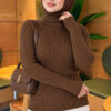 Fisherman Neck Fingerless Knit Sweater Olive Green - Image 3