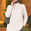 Ribbed Collar Bearded Knit Tunic Ecru – Image 3