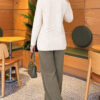 Ribbed Collar Bearded Knit Tunic Ecru – Image 4