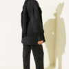 Balloon Sleeve Waist-Tie Scuba Two-Piece Set Black – Bild 3