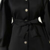 Balloon Sleeve Waist-Tie Scuba Two-Piece Set Black – Bild 4
