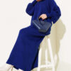 Balloon Sleeve Knit Dress Navy Blue