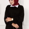 Balloon Sleeve Knit Dress Black - Image 2