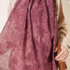 ⁦Baroque Pattern Bamboo French Terry Shawl Burgundy⁩ - الصورة ⁦4⁩