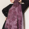 Baroque Pattern Bamboo French Terry Shawl Burgundy - Image 2