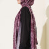 Baroque Pattern Bamboo French Terry Shawl Burgundy - Image 3