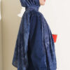 Baroque Pattern Bamboo French Terry Shawl Navy Blue - Imagen 3