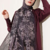 Baroque Pattern Bamboo French Terry Shawl Plum