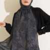 Baroque Pattern Bamboo French Terry Shawl Black