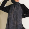 ⁦Baroque Pattern Bamboo French Terry Shawl Black⁩ - الصورة ⁦2⁩