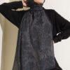 ⁦Baroque Pattern Bamboo French Terry Shawl Black⁩ - الصورة ⁦3⁩