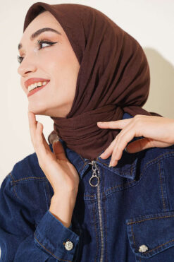 Alternative view of Basic Bamboo Crinkle Scarf Dark Brown