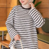 Basic Crew Neck Striped Tunic Brown – Bild 3