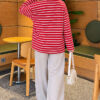 Basic Crew Neck Striped Tunic Red - Afbeelding 4