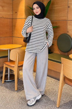 Alternative view of Basic Crew Neck Striped Tunic Black