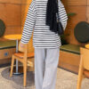 Basic Crew Neck Striped Tunic Black - Afbeelding 4