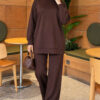 Front Slit Tunic Two-Piece Set Coffee Brown – Bild 3