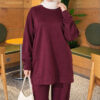 Front Slit Tunic Two-Piece Set Plum