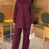 Front Slit Tunic Two-Piece Set Plum – Bild 2