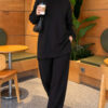 Front Slit Tunic Two-Piece Set Black – Bild 3