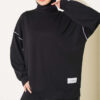 Basic Two-Piece Set with Ribbed Hem Edge Black - Imagen 2