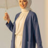 Basic Long Knit Cardigan with Double Pockets Indigo – Bild 2