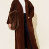 Basic Long Knit Cardigan with Double Pockets Brown