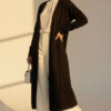 Basic Long Knit Cardigan with Double Pockets Black