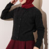 Basic Button-Front Knit Cardigan Anthracite
