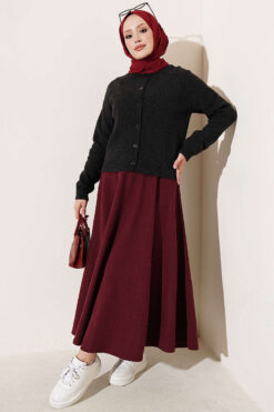 Alternative view of Basic Button-Front Knit Cardigan Anthracite