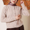 Basic Button-Front Knit Cardigan Beige